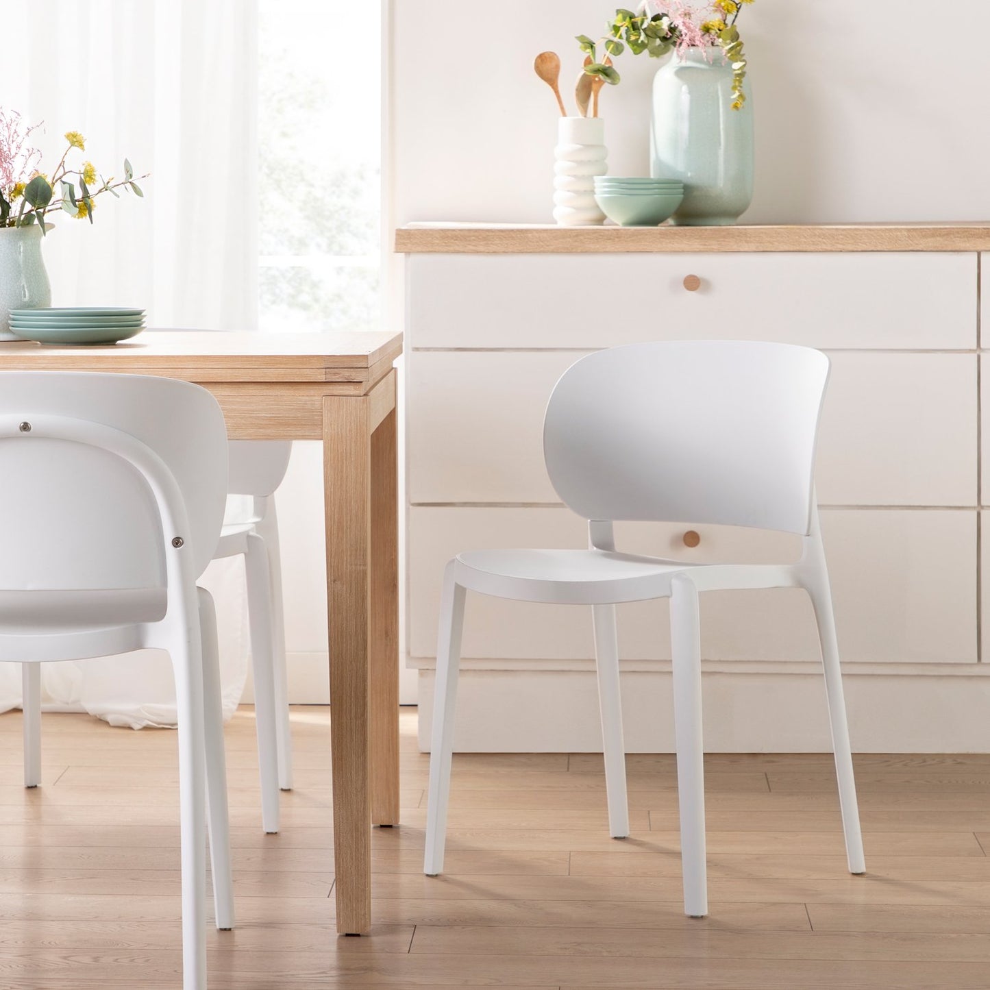 Silla de comedor en polipropileno blanco Jana -  Klast