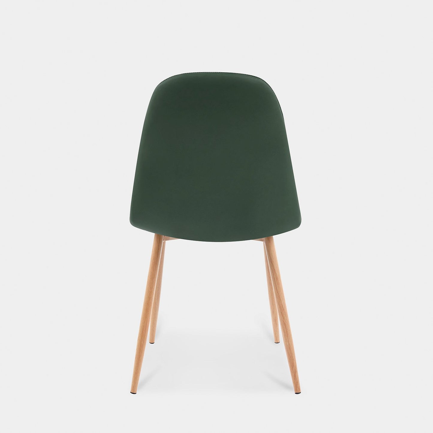 Silla de comedor tapizada en polipiel verde con pata natural Elia -  Klast