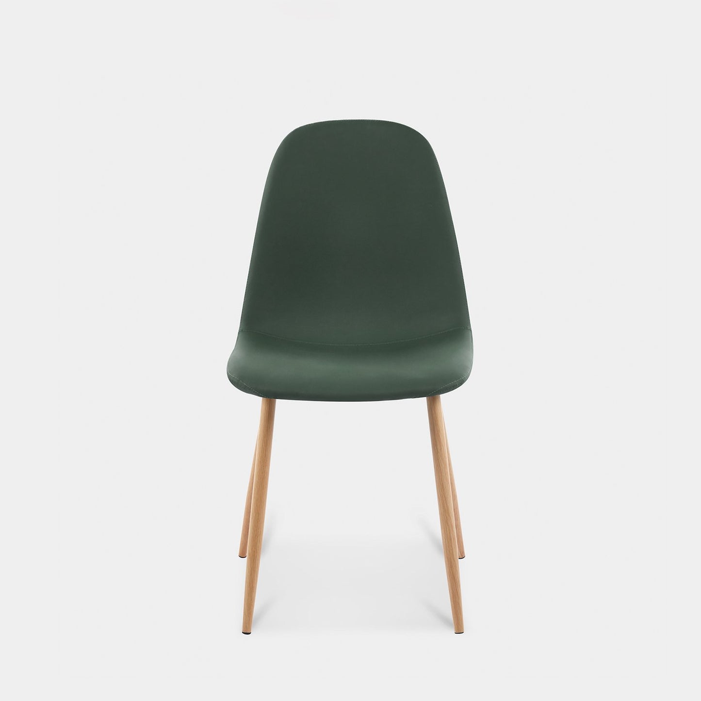 Silla de comedor tapizada en polipiel verde con pata natural Elia -  Klast