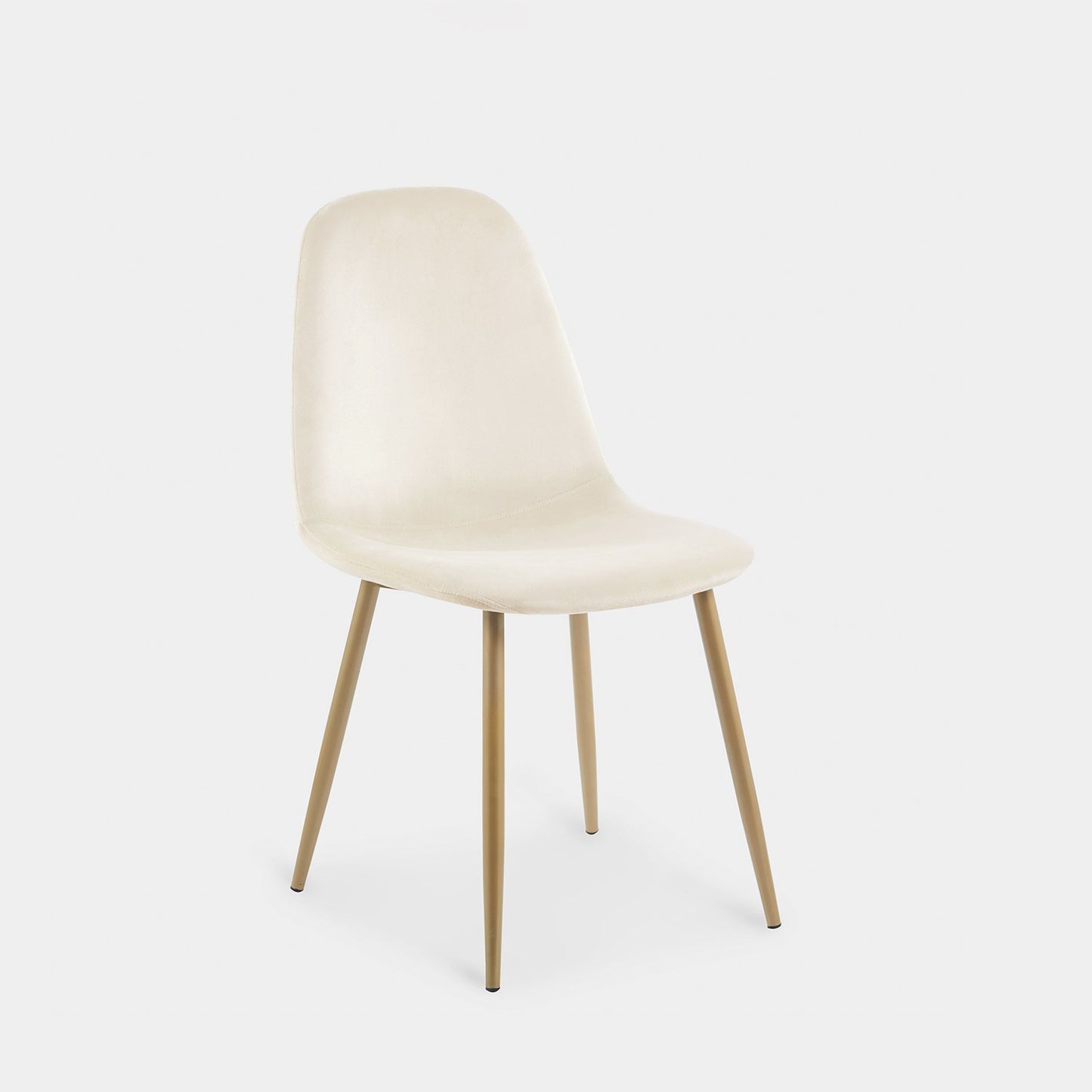 Silla de comedor tapizada en terciopelo beige con pata dorada Elia -  Klast