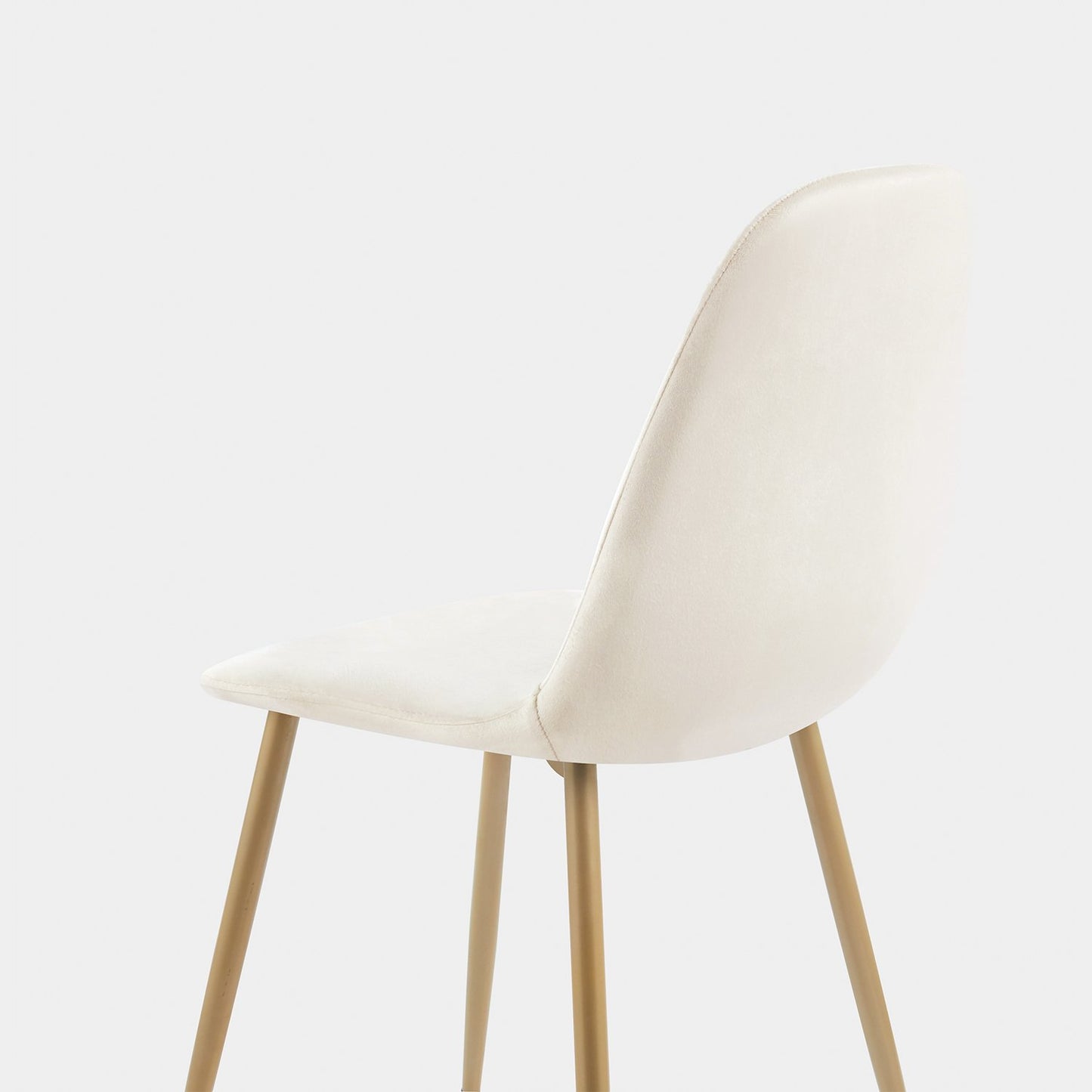 Silla de comedor tapizada en terciopelo beige con pata dorada Elia -  Klast