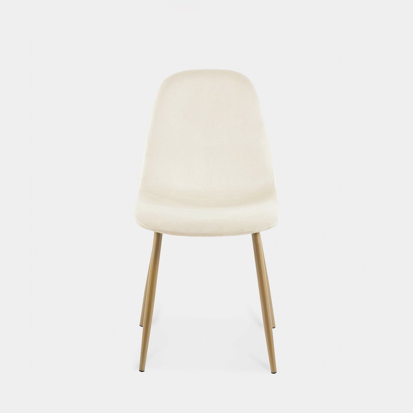 Silla de comedor tapizada en terciopelo beige con pata dorada Elia -  Klast