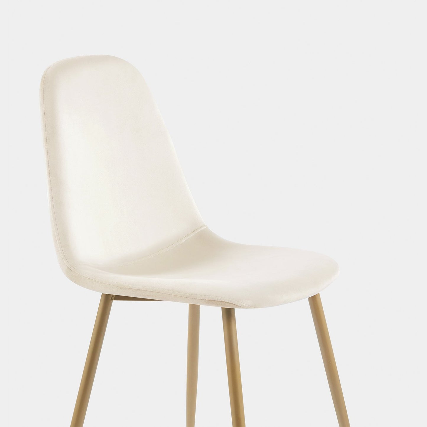 Silla de comedor tapizada en terciopelo beige con pata dorada Elia -  Klast