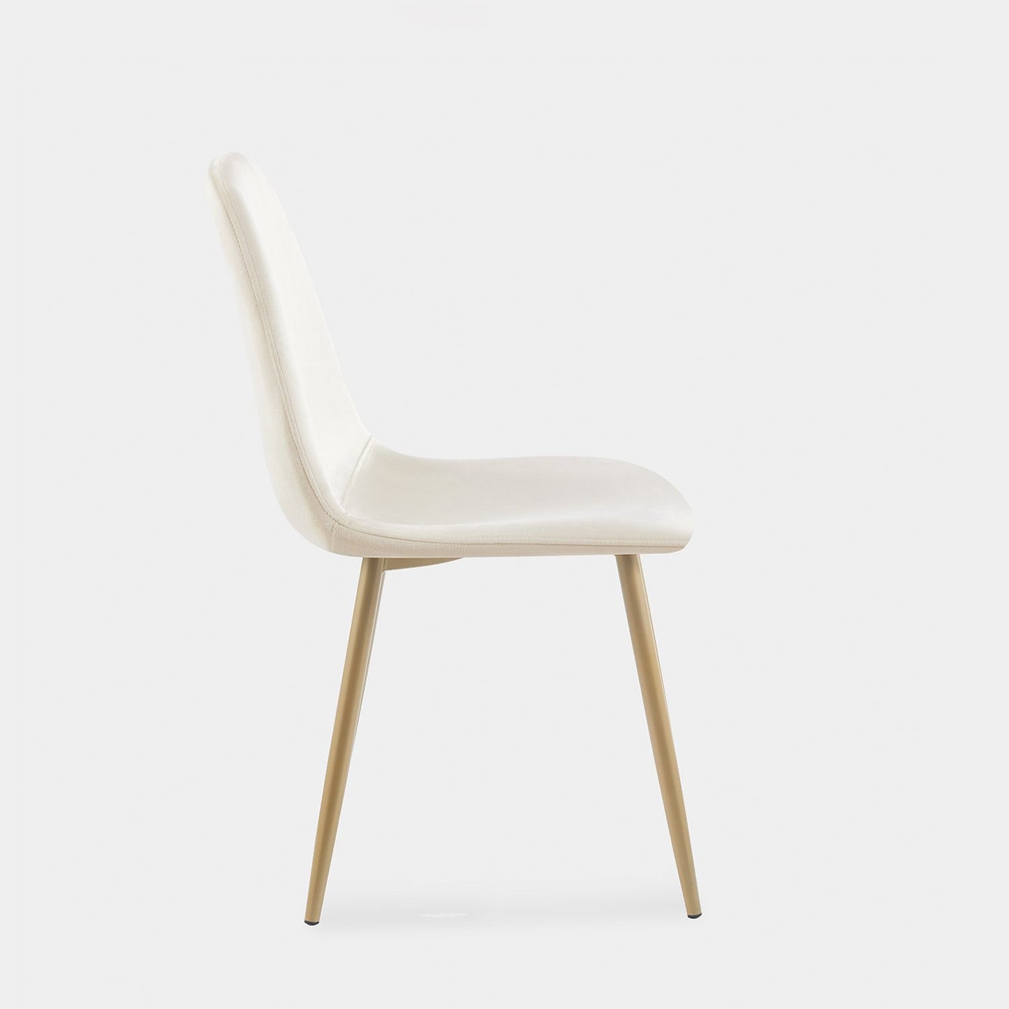 Silla de comedor tapizada en terciopelo beige con pata dorada Elia -  Klast