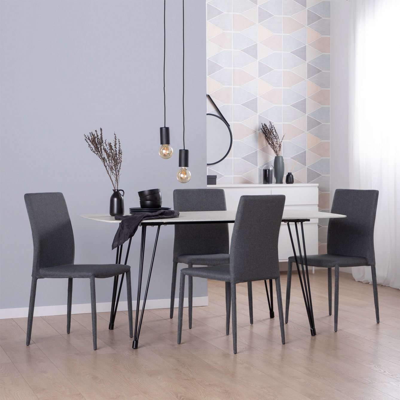 Silla de comedor tapizada gris oscuro Quinn -  Klast