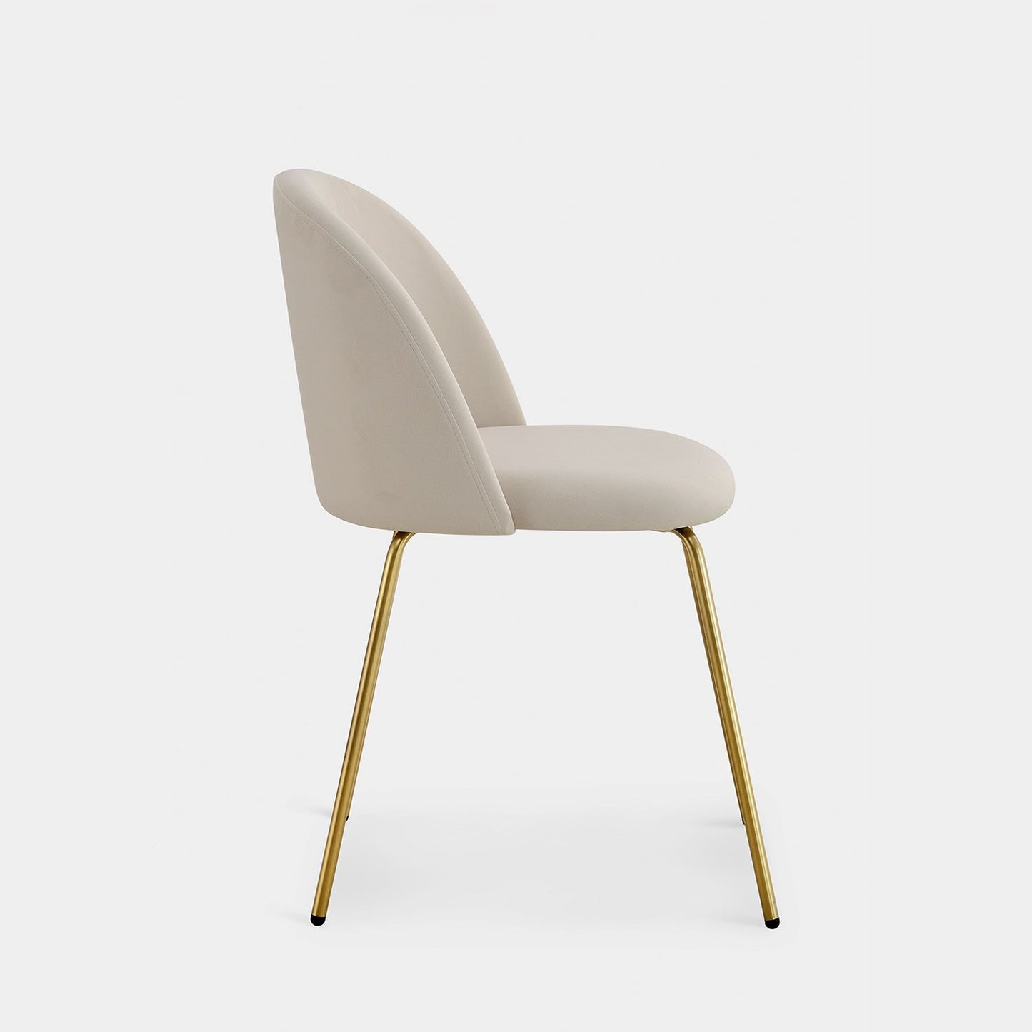 Silla de comedor tapizada terciopelo beige con pata dorada Olivia -  Klast