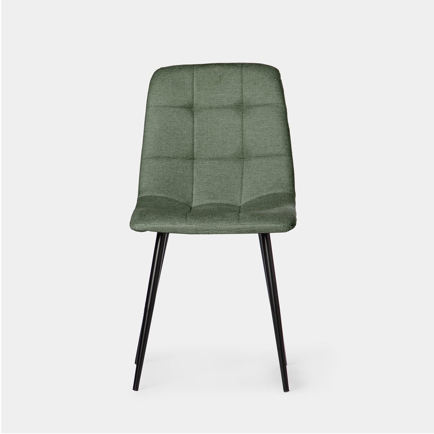 Silla de comedor tapizada verde con pata negra Ailan -  Klast