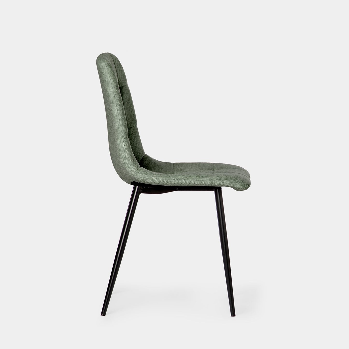 Silla de comedor tapizada verde con pata negra Ailan -  Klast