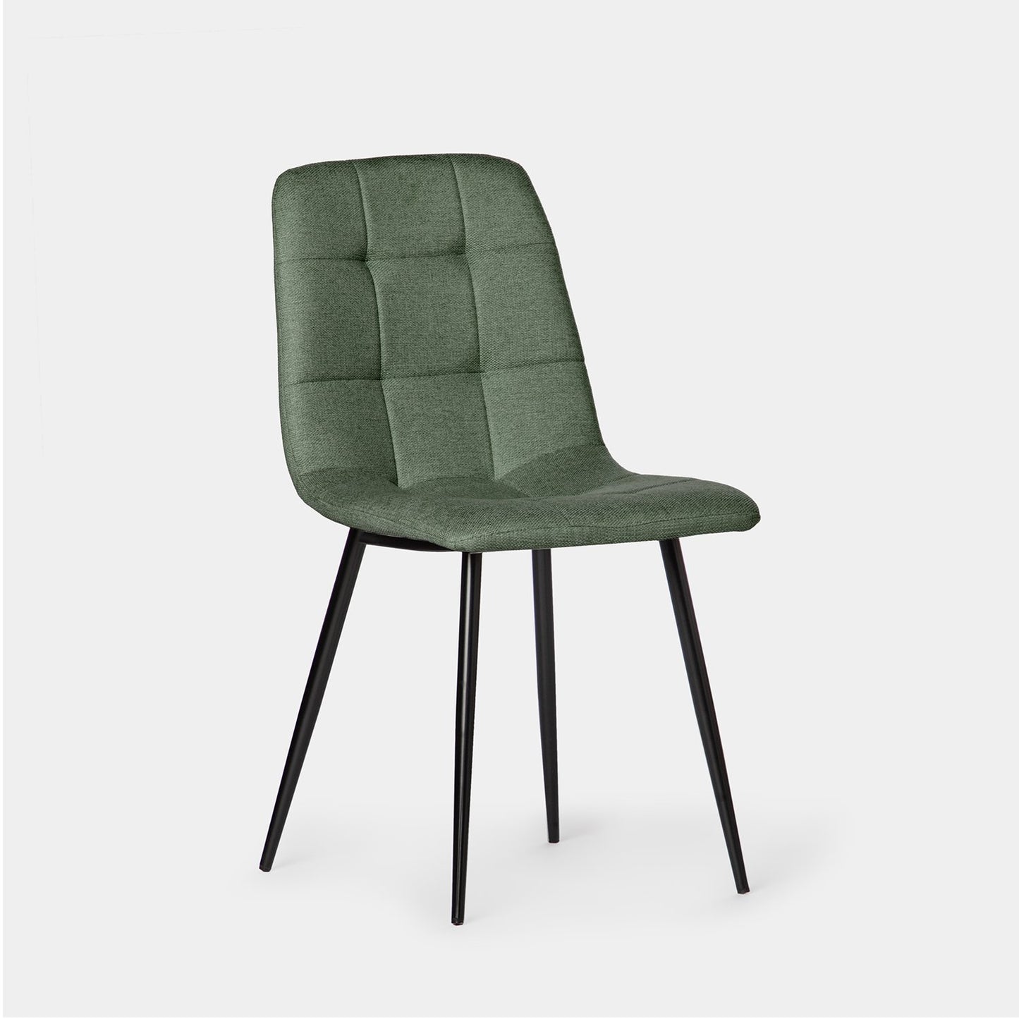 Silla de comedor tapizada verde con pata negra Ailan -  Klast