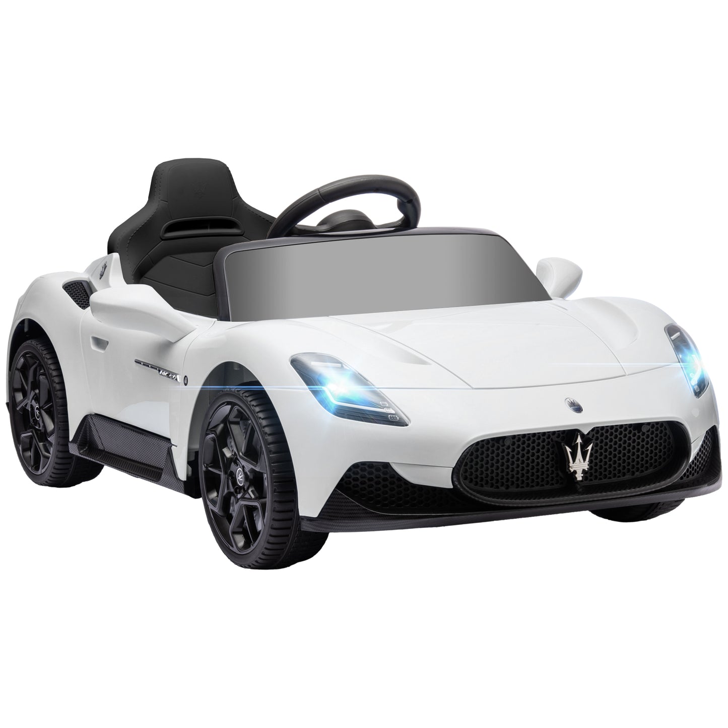 AIYAPLAY Coche Eléctrico para Niños de +3 Años con Licencia Maserati MC20 Carro Eléctrico Infantil con Batería 12V Mando a Distancia Faros Bocina Música MP3 y Pantalla Blanco