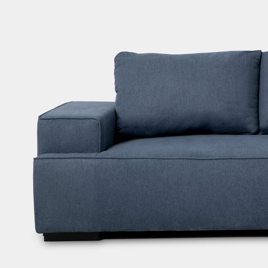 Sofá cama chaise longue derecha de 3 plazas azul Alan -  Klast