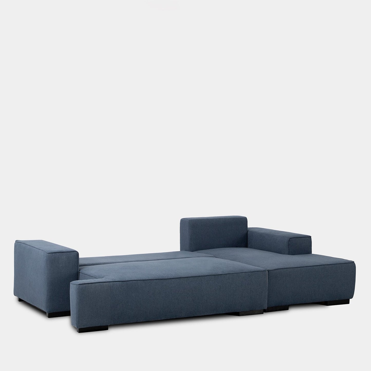 Sofá cama chaise longue derecha de 3 plazas azul Alan -  Klast