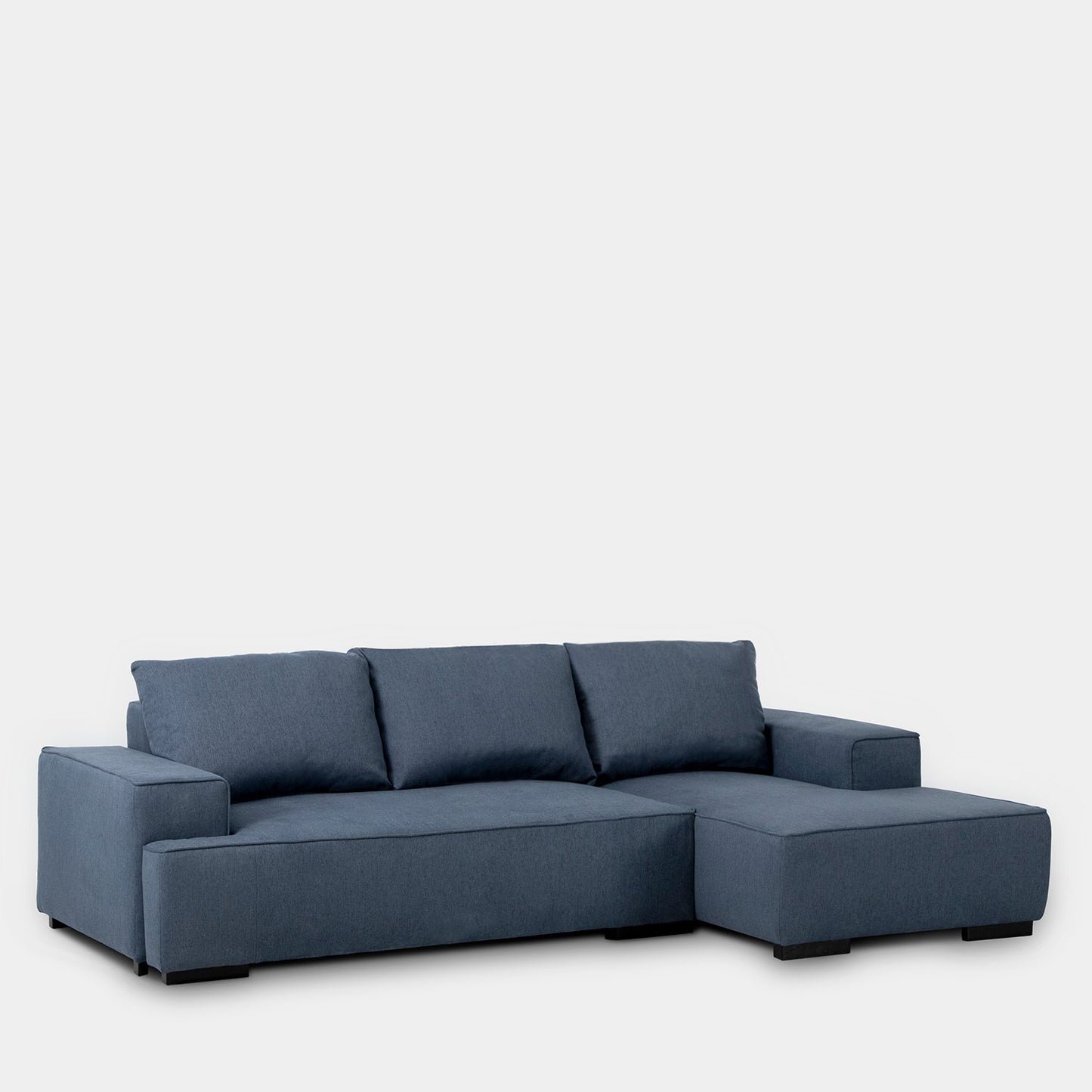 Sofá cama chaise longue derecha de 3 plazas azul Alan -  Klast