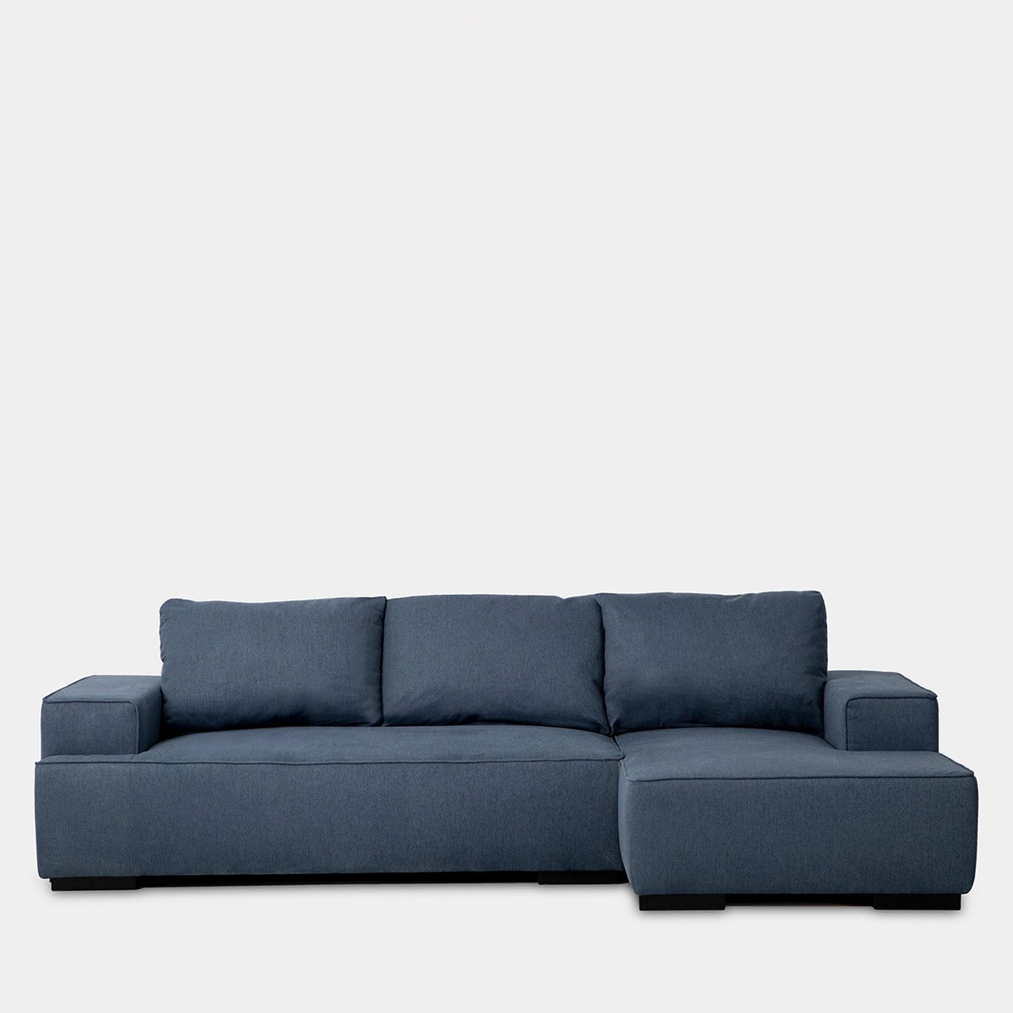 Sofá cama chaise longue derecha de 3 plazas azul Alan -  Klast