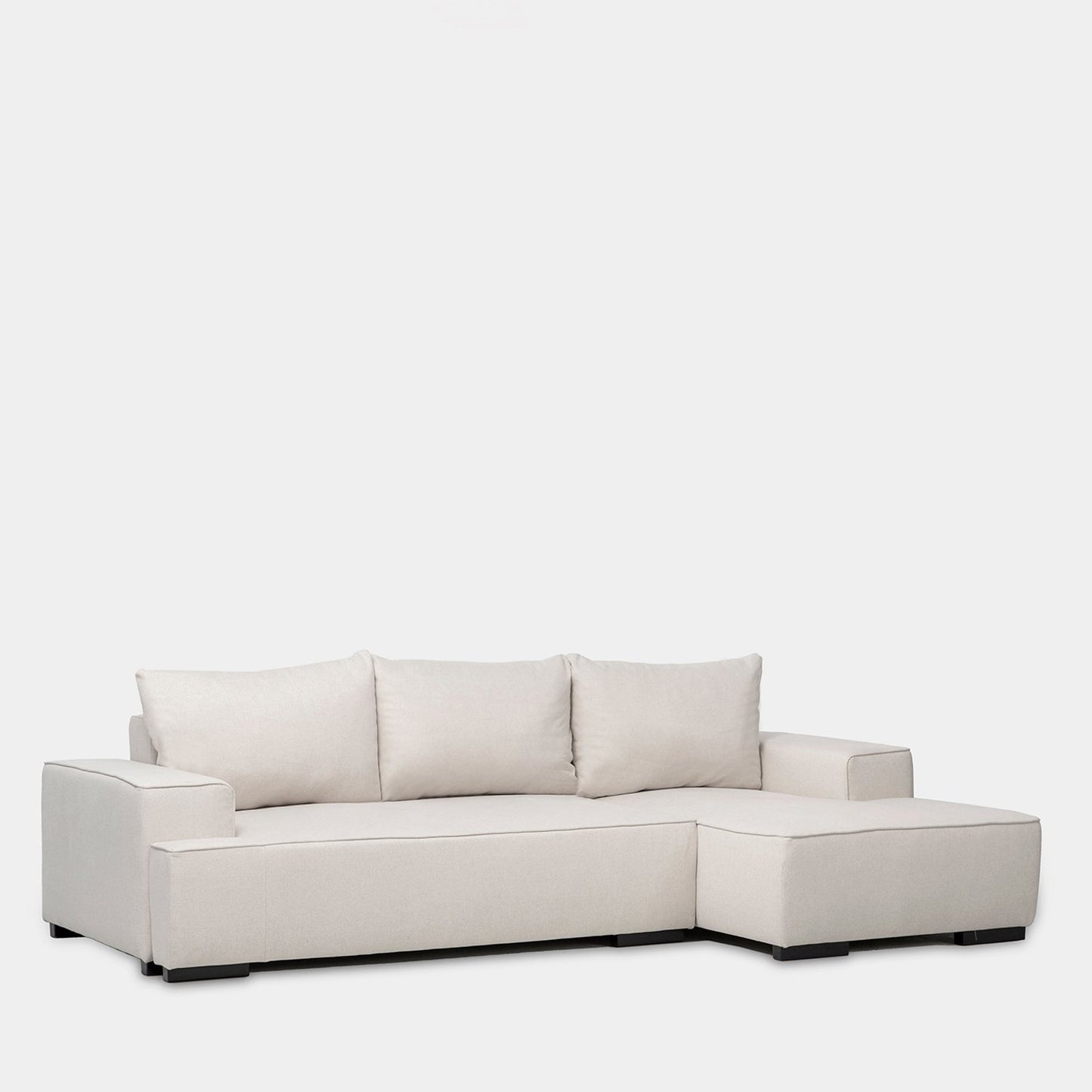 Sofá cama chaise longue derecha de 3 plazas beige Alan -  Klast