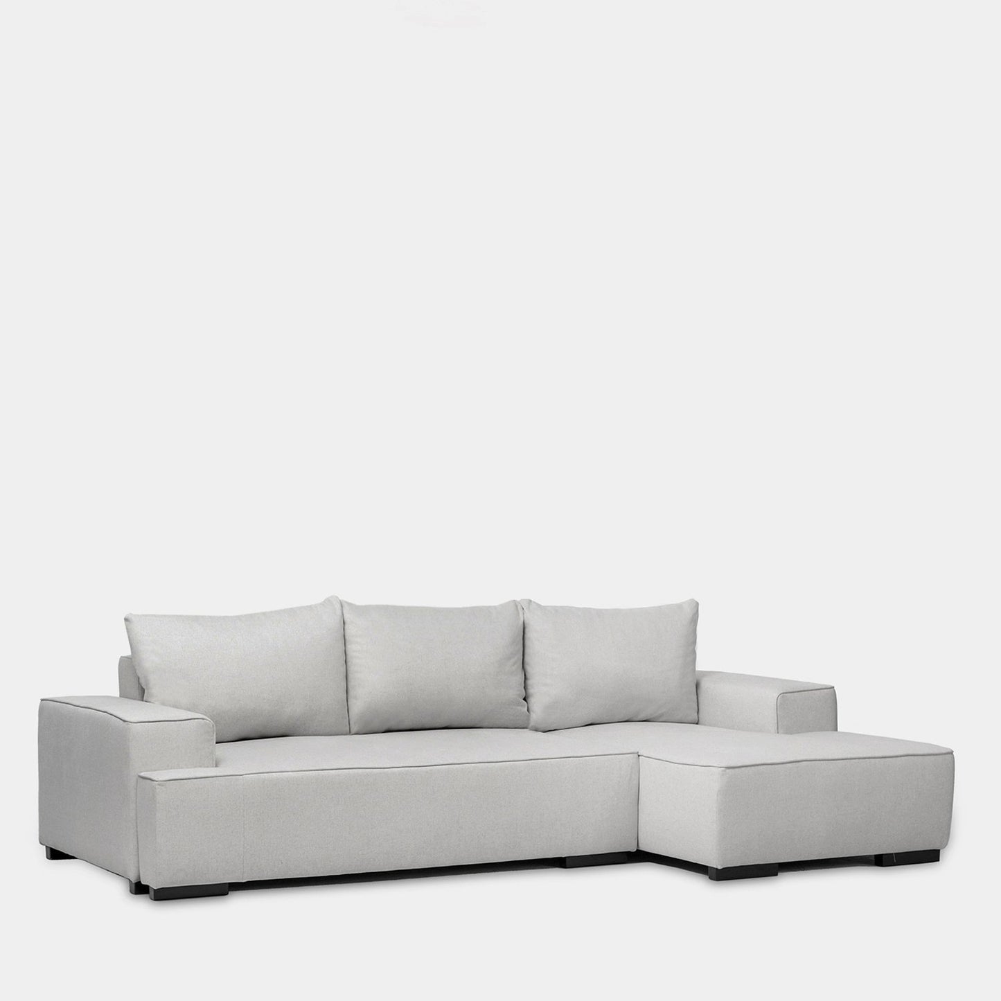 Sofá cama chaise longue derecha de 3 plazas gris Alan -  Klast