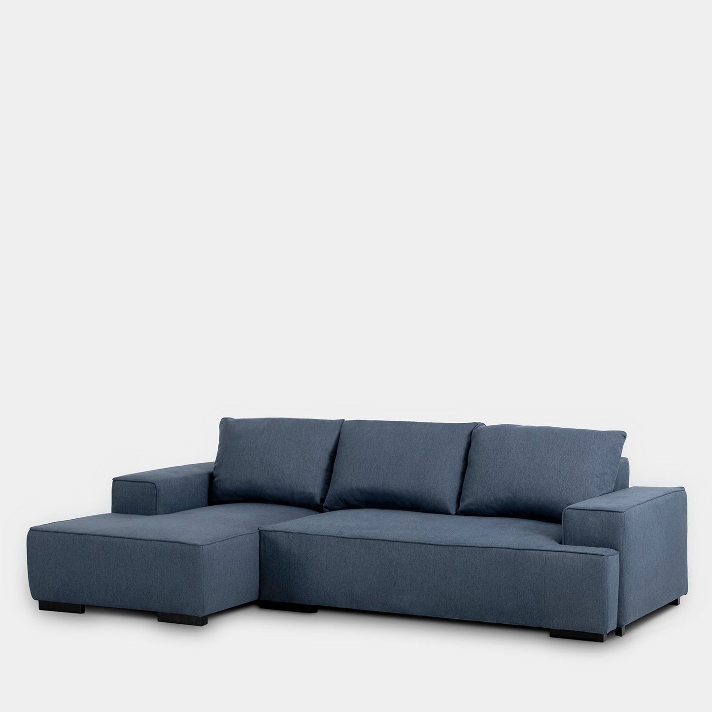 Sofá cama chaise longue izquierda de 3 plazas azul Alan -  Klast