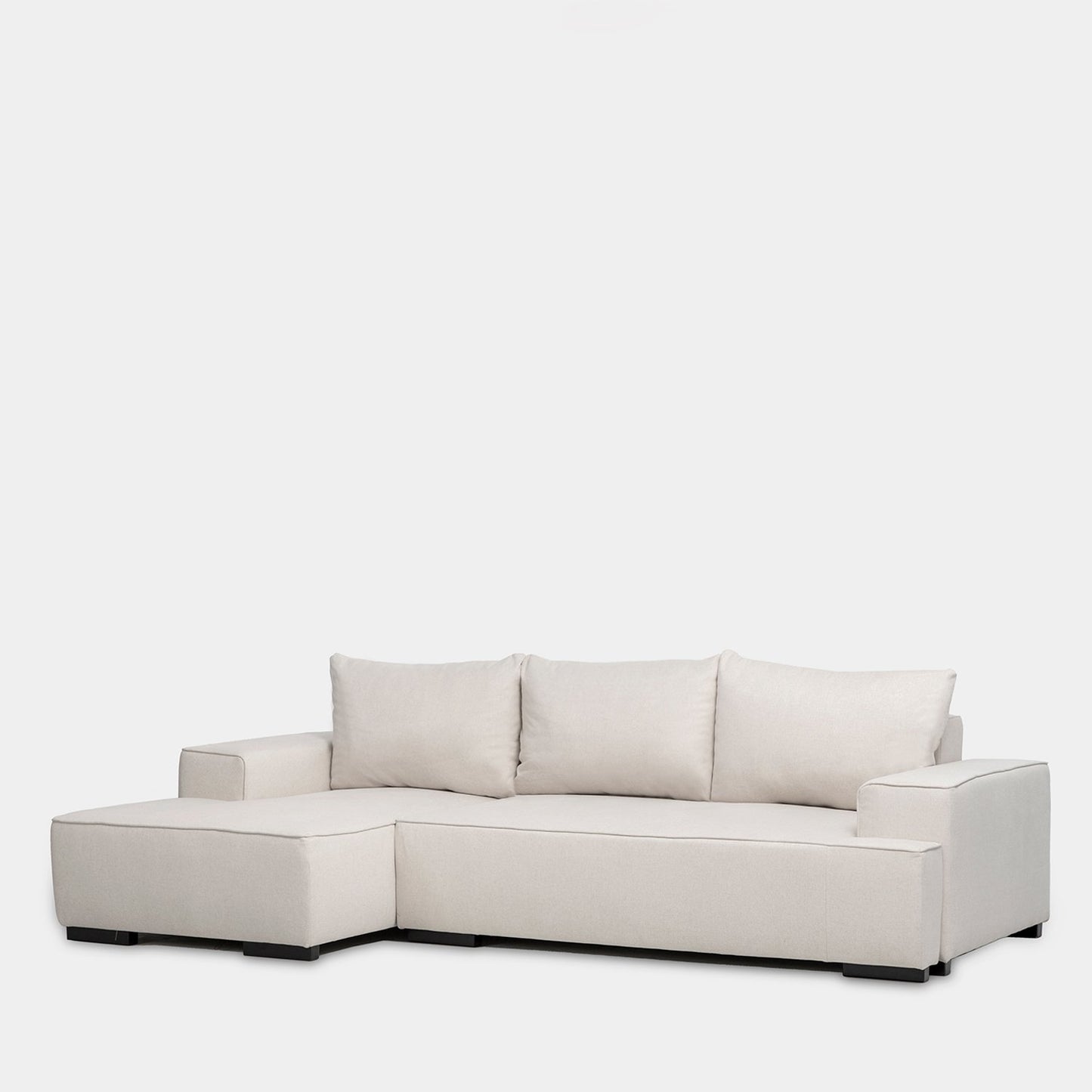 Sofá cama chaise longue izquierda de 3 plazas beige Alan -  Klast