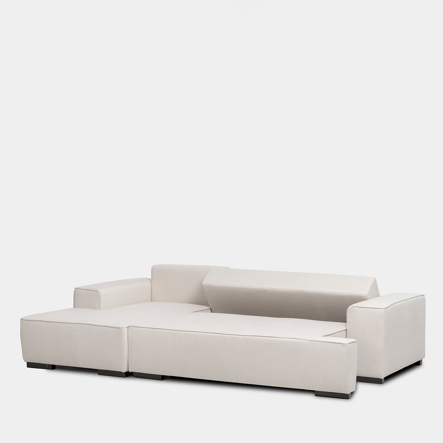 Sofá cama chaise longue izquierda de 3 plazas beige Alan -  Klast