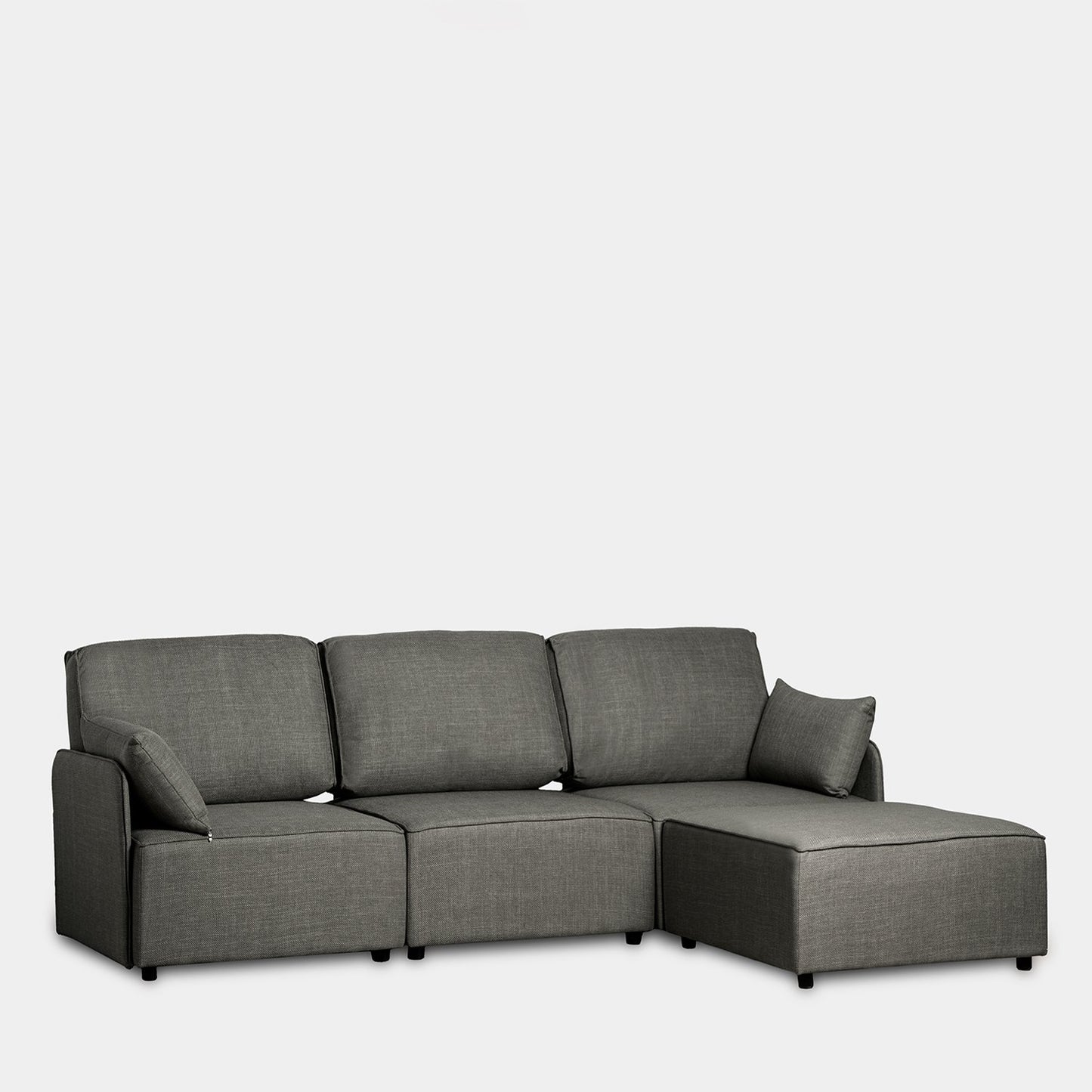 Sofá modular de 3 plazas con chaise longue reverisible gris Moure -  Klast