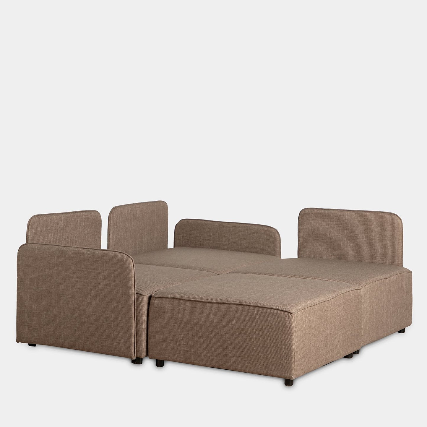 Sofá modular de 3 plazas con chaise longue reverisible marrón chocolate Moure -  Klast