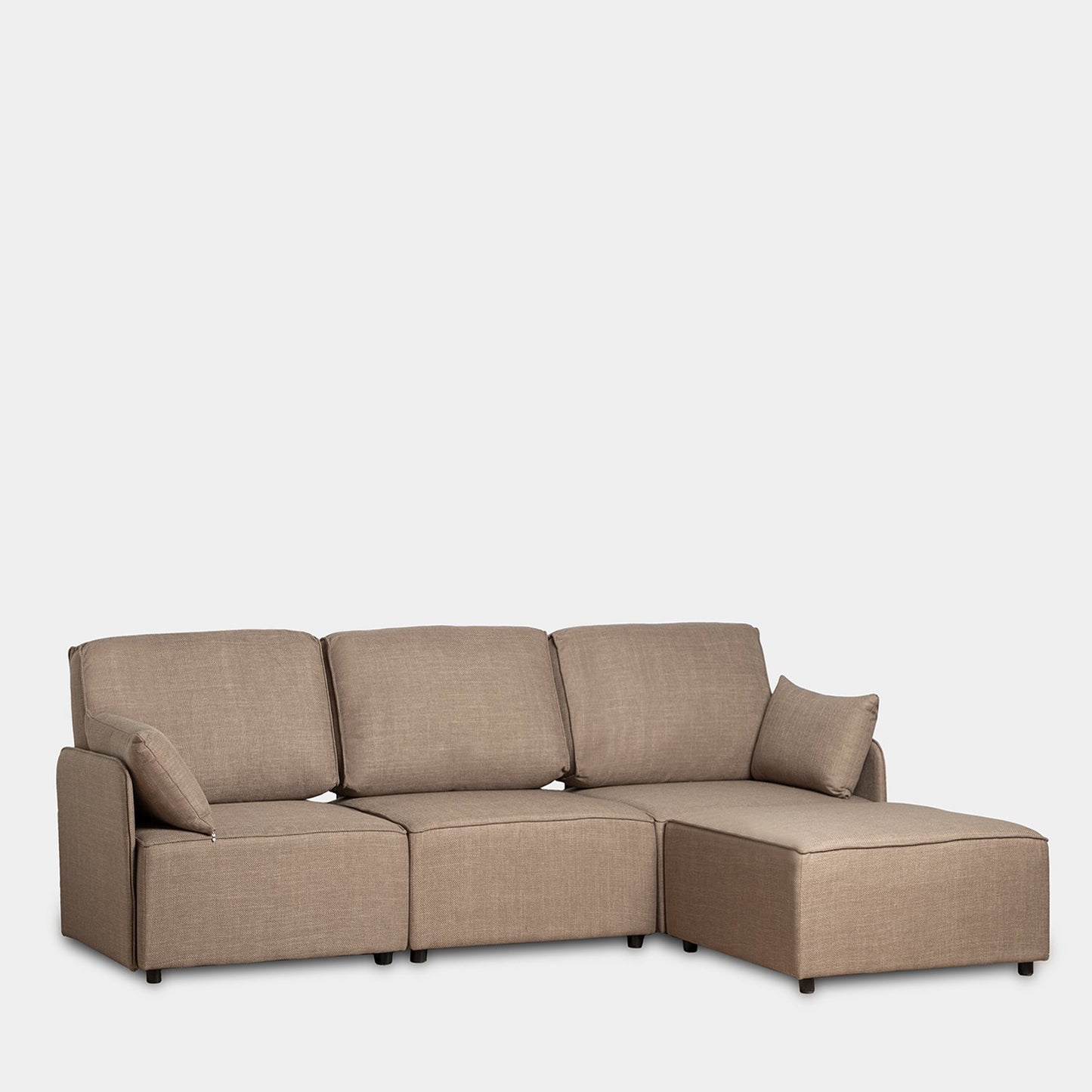 Sofá modular de 3 plazas con chaise longue reverisible marrón chocolate Moure -  Klast