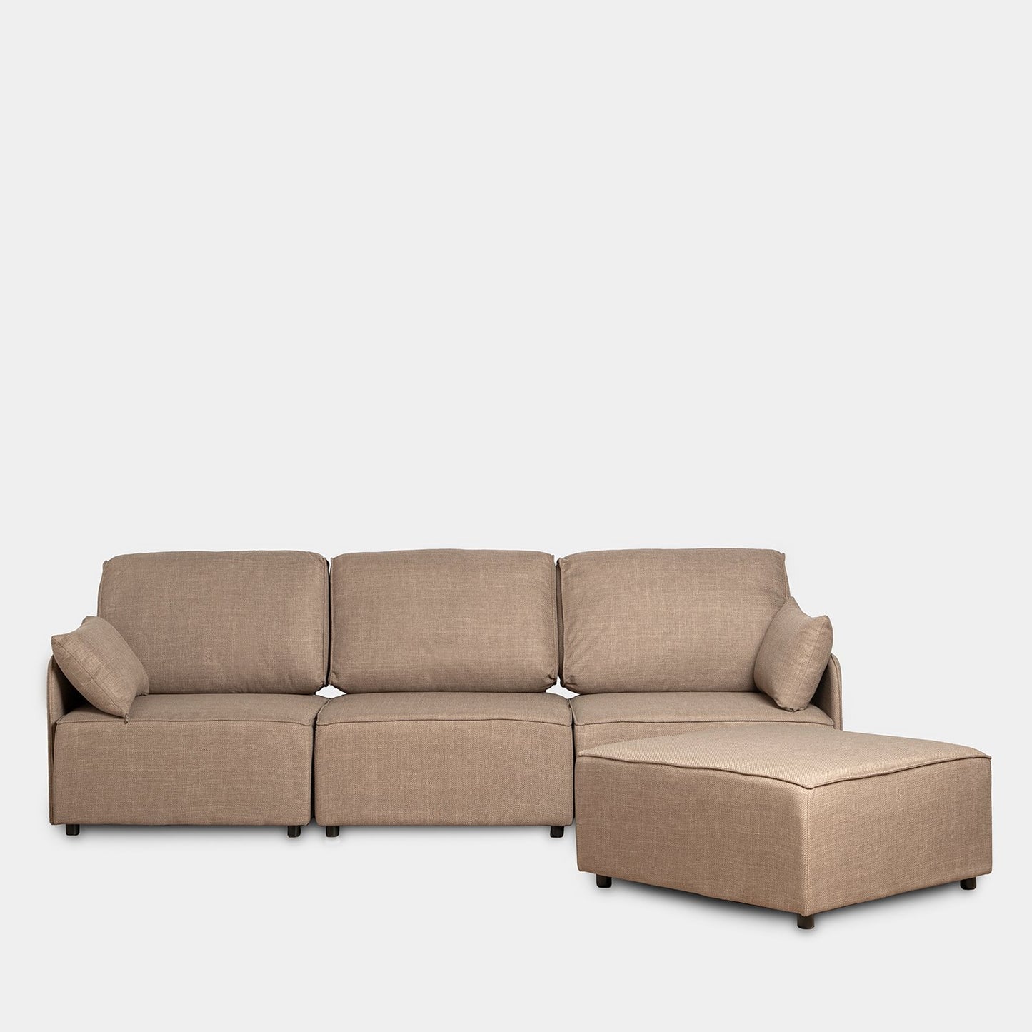 Sofá modular de 3 plazas con chaise longue reverisible marrón chocolate Moure -  Klast