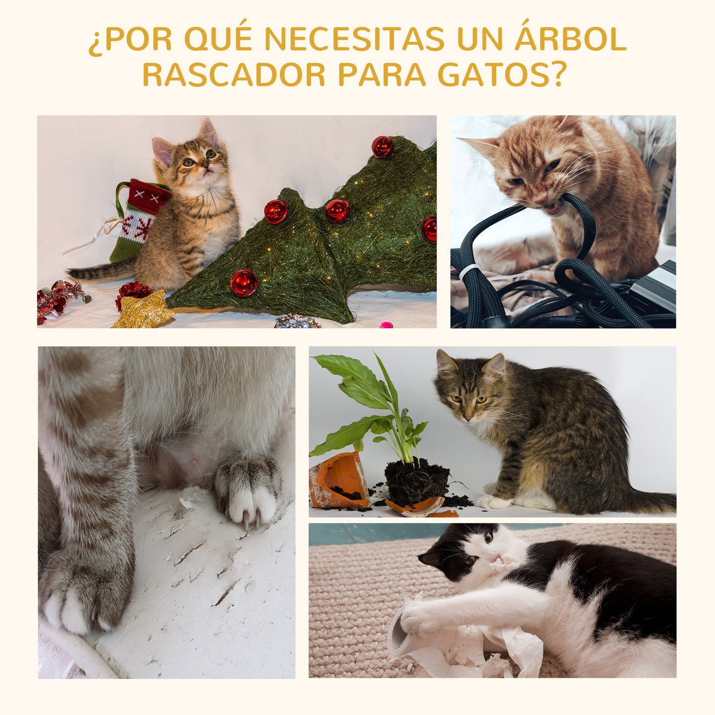 PawHut Árbol Rascador para Gatos Pequeños Altura 46 cm de 2 Niveles Árbol para Gatos con Poste Tablero para Rascar Plataformas y Juguete de Bola Colgante 35,5x37x46 cm Marrón