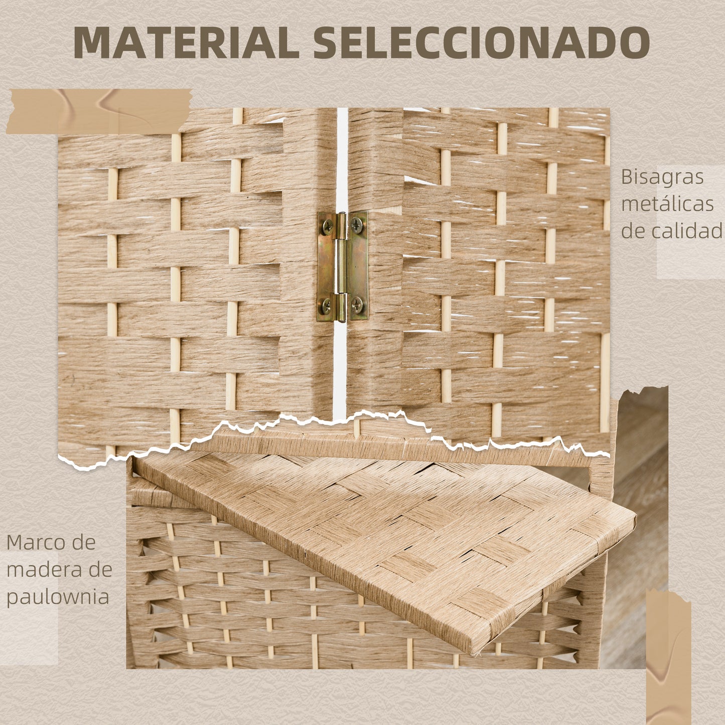 HOMCOM Biombo Separador de Ambientes de 4 Paneles 160x170 cm con 2 Estantes de Exhibición Pantalla de Privacidad Plegable Divisor para Oficina Dormitorio Natural