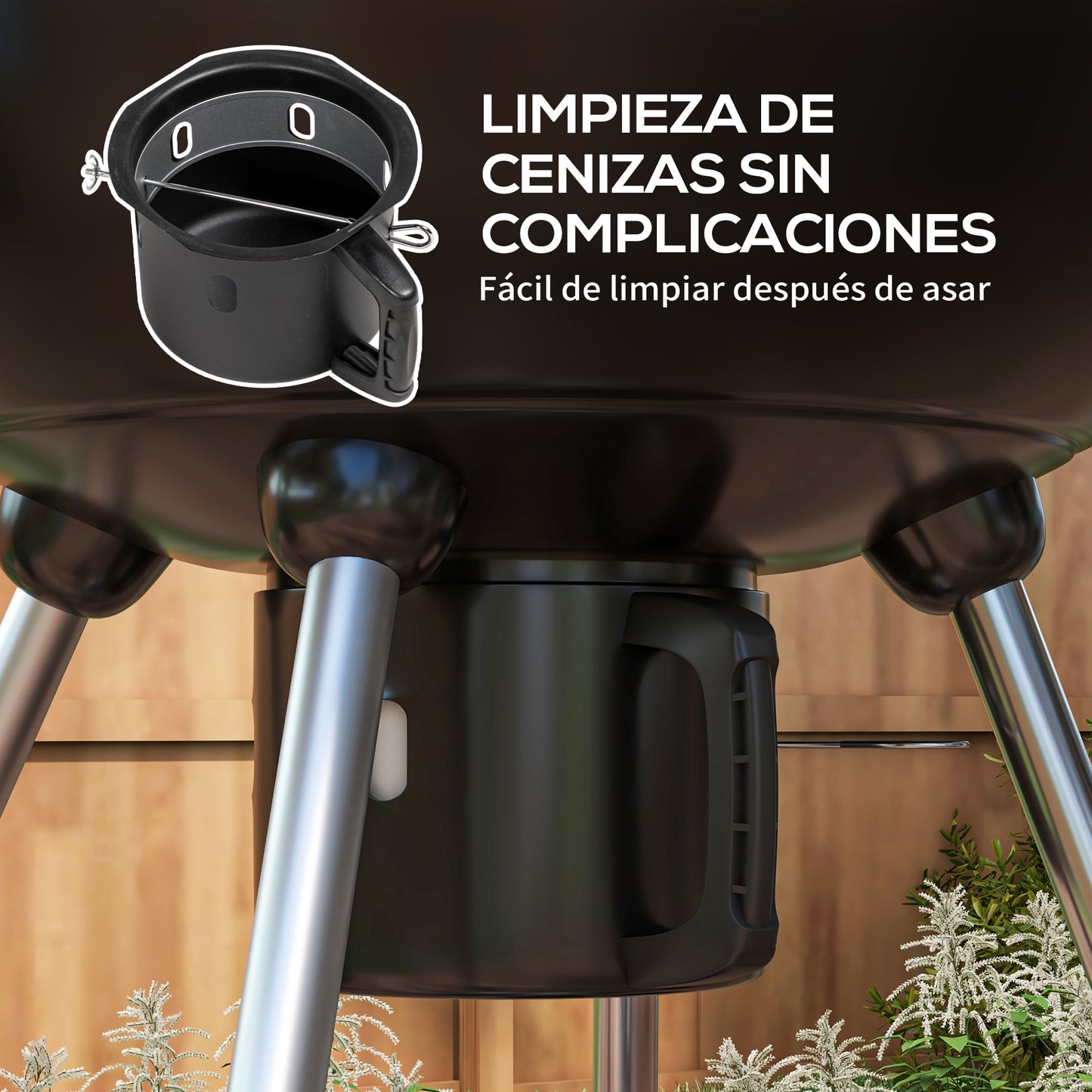 Outsunny Barbacoa de Carbón Barbacoa Portátil con 2 Ruedas Estantes Plegables Termómetro y Parrilla Metálica para Pícnic Camping 117x68x91 cm Negro