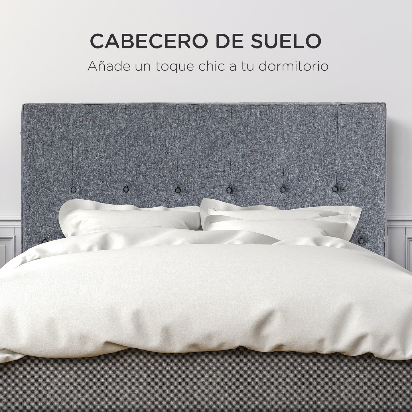 HOMCOM Cabecero de Cama 160 cm Cabezal de Cama Tapizado en Lino 2 Formas de Uso Vertical o Montado a la Pared Cabecero para Dormitorio Gris