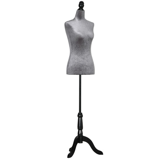 HOMCOM Maniquí de Costura Femenino Maniquí de Costura Ajustable a 130-168 cm con Trípode de Madera para Fotografía de Moda Exposición de Prendas Gris