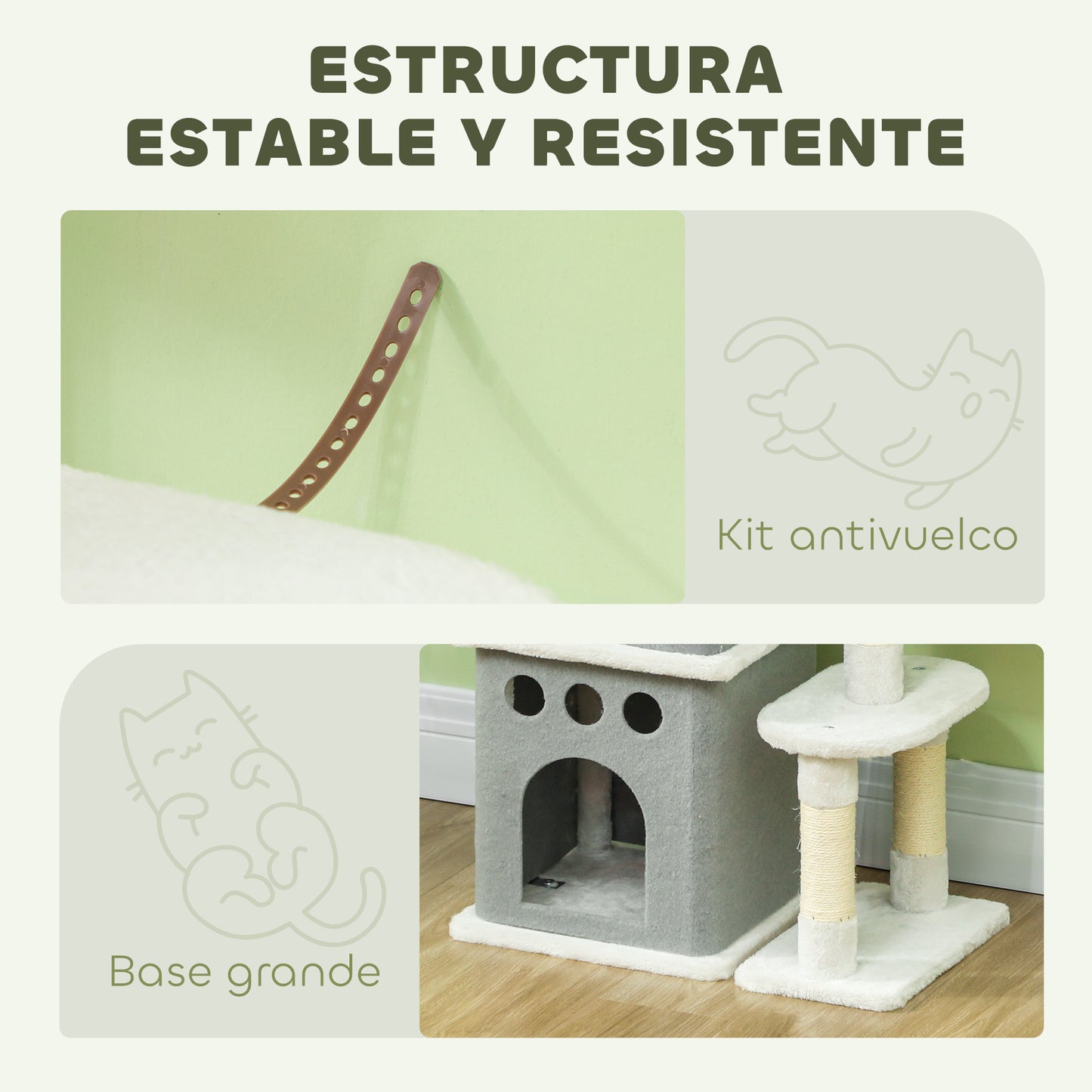 PawHut Árbol Rascador para Gatos 126 cm Torre para Gatos Rascador para Gatos con Nidos Plataformas Bolas Colgantes y Postes de Sisal Crema