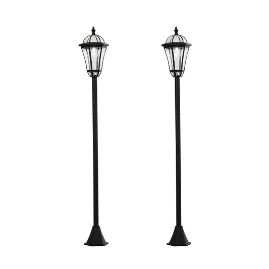 Outsunny 2 Farolas Solares de Jardín con 2 Luces LED Blanca 6000K Impermeable IP44 Sensor de Noche Set de 2 Farolas de Exterior para Camino Terraza Patio 18,5x18,5x129 cm Negro