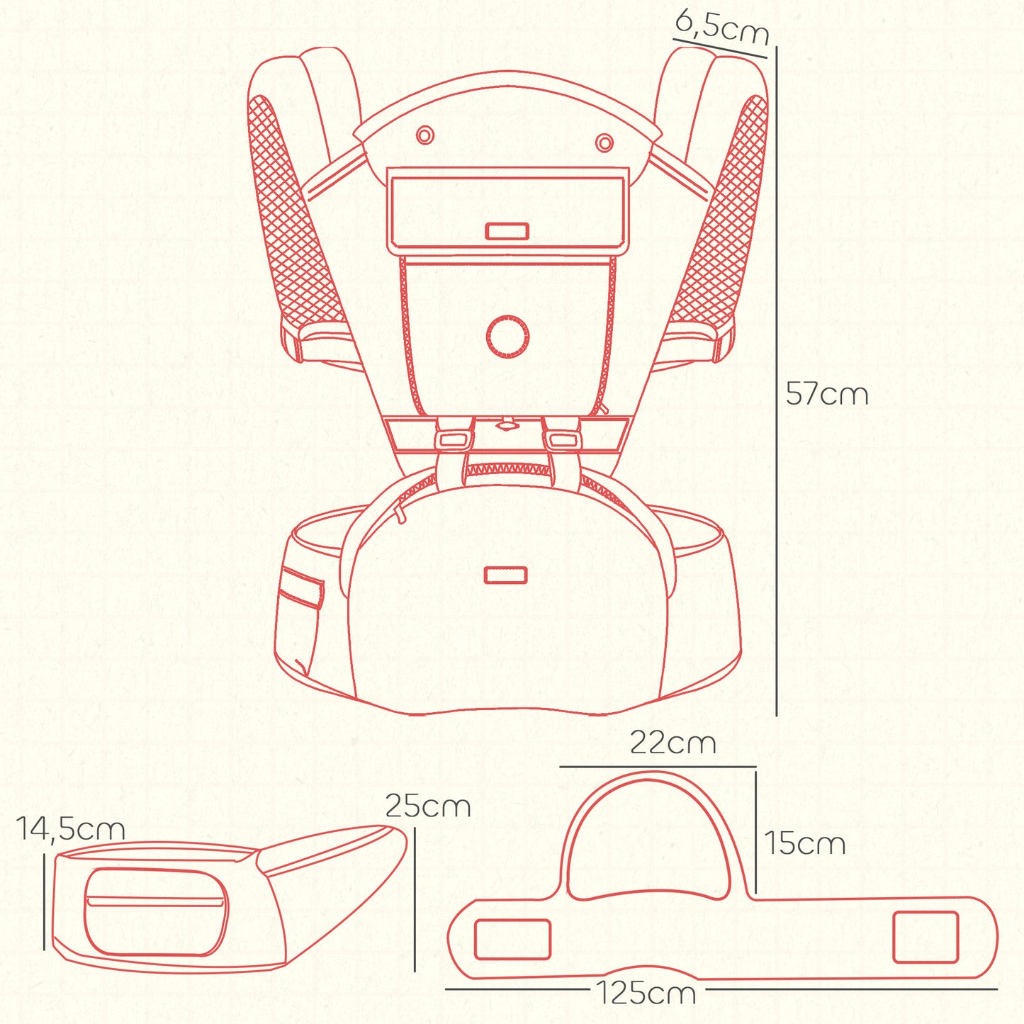 AIYAPLAY Mochila Portabebés de Recién Nacido hasta 36 Meses Portabebés con Asiento Extraíble Cinturón Ajustable y Bolsillo de Almacenamiento Carga 15 kg Gris