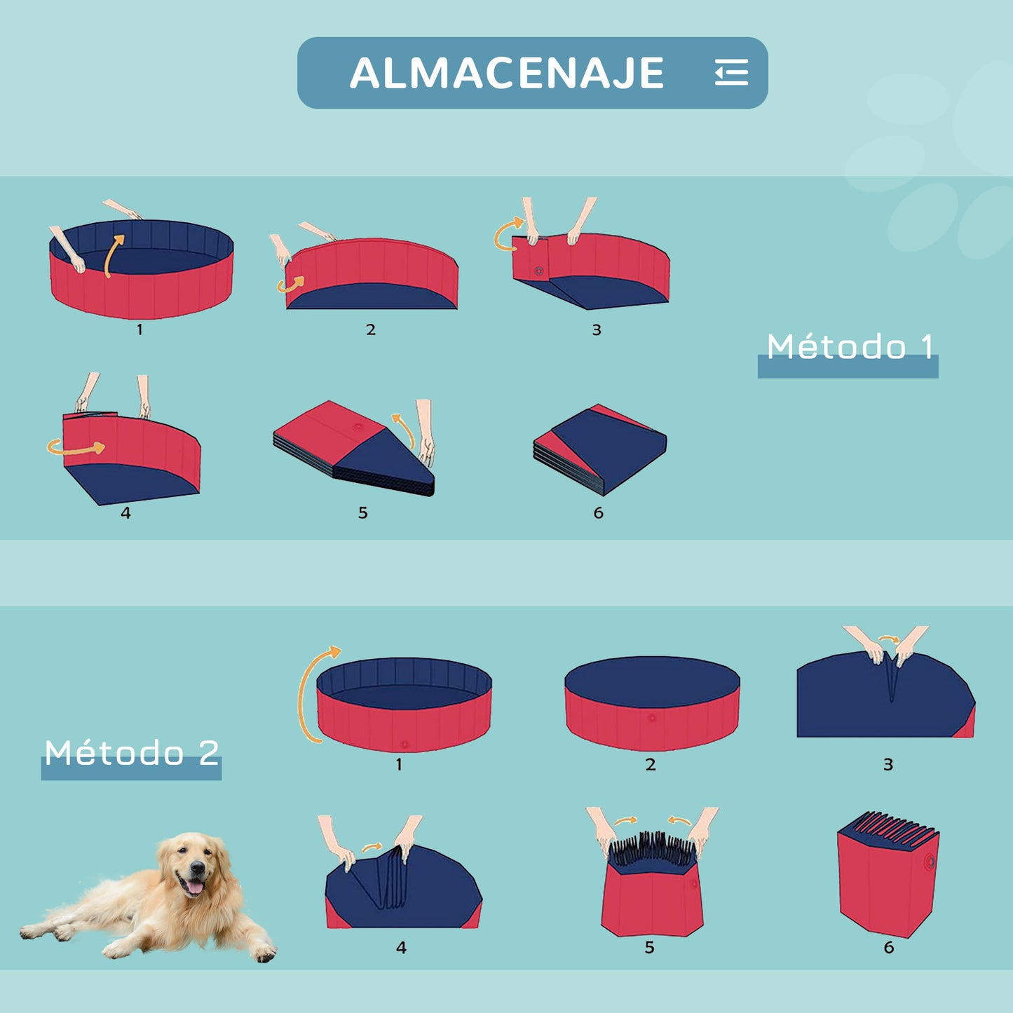 PawHut Piscina Plegable para Perros Ø140x30 cm Bañera para Mascotas Gatos de PVC Antideslizante Resistente al Desgaste Adecuado para Interior y Exterior Rojo