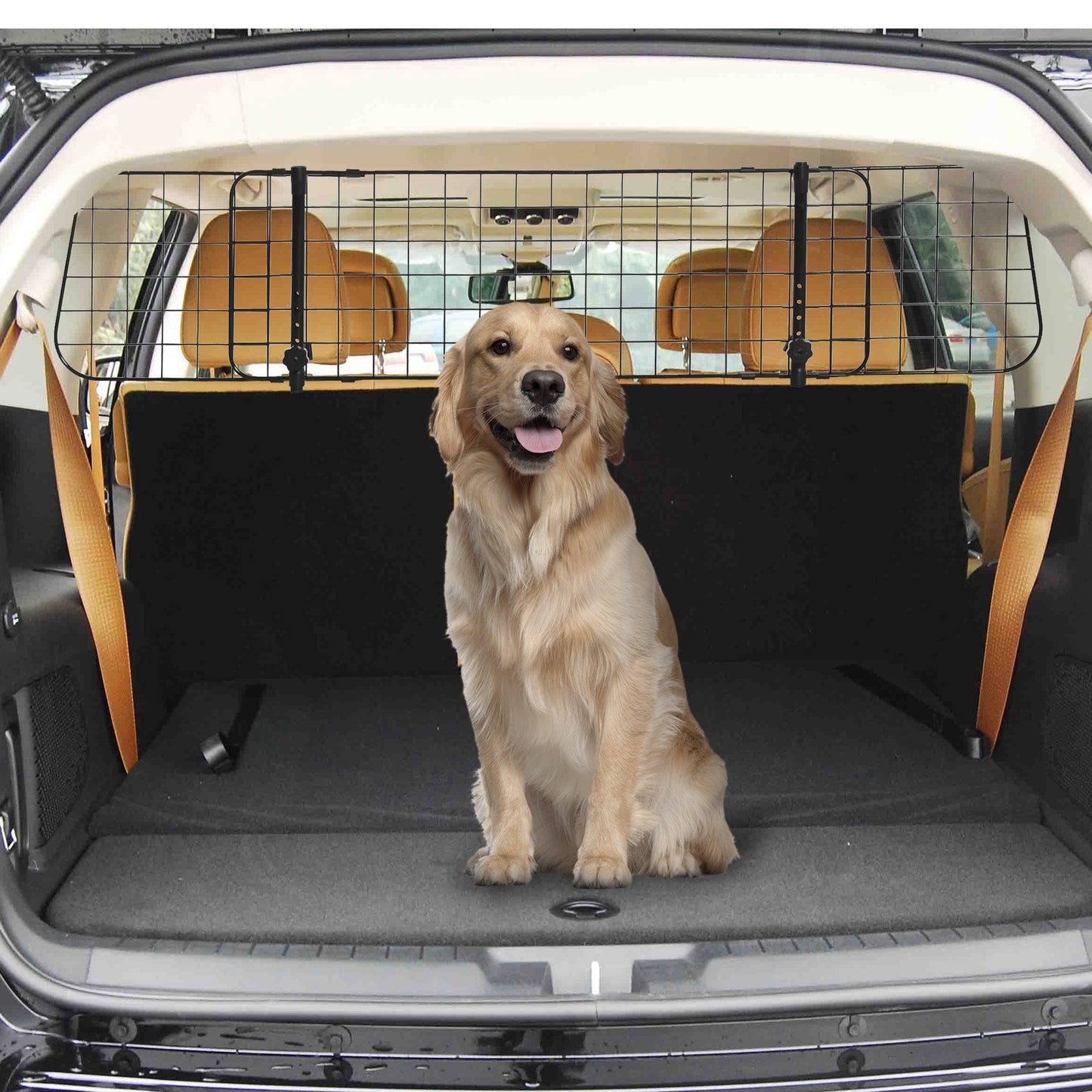 PawHut Rejilla de Seguridad de Coche para Perros Extensible Barrera Protectora Metálica de Vehículo Universal para Maletero Equipaje Automóvil 91-152x30 cm Negro