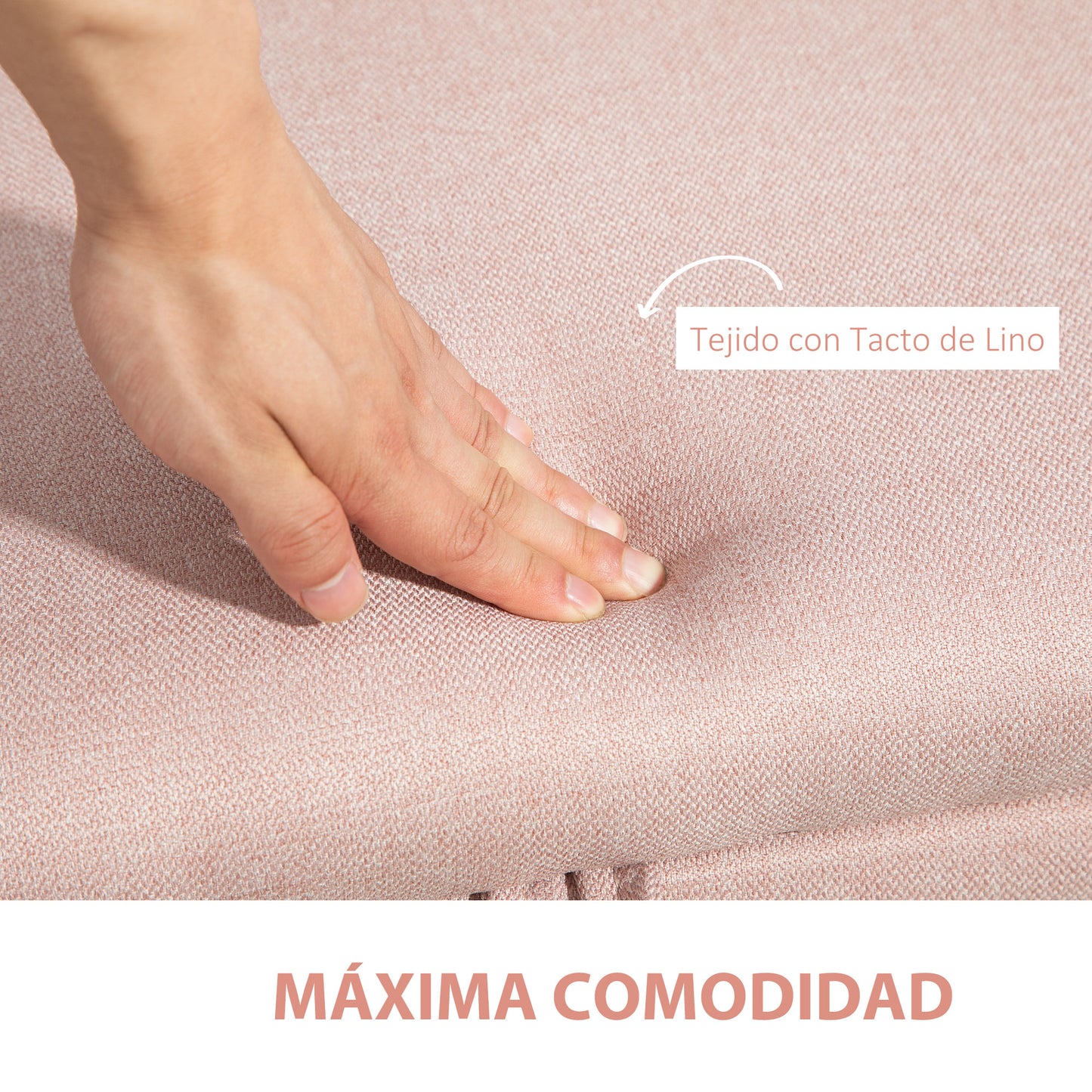 HOMCOM Banco de Almacenamiento Taburete de Almacenaje Tapizado en Lino con Tapa Abatible y Patas de Acero para Dormitorio Salón Entrada Carga 150 kg 101x38,5x44,5 cm Rosa