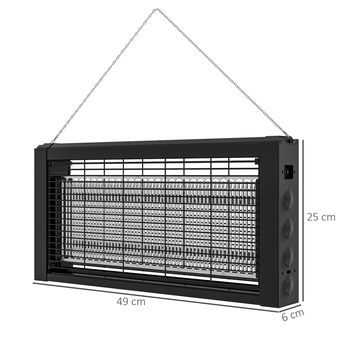 HOMCOM Lámpara Antimosquitos con Luces LED Mata Mosquitos Eléctrico Efecto 60 m² para Interior Dispositivo de Suspensión o Independiente 49x6x25 cm Negro