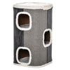 PawHut Barril Rascador para Gatos de 2 Niveles con Cuevas de Sisal Felpa Suave y Plataforma de Vellón 40x40x49 cm Gris