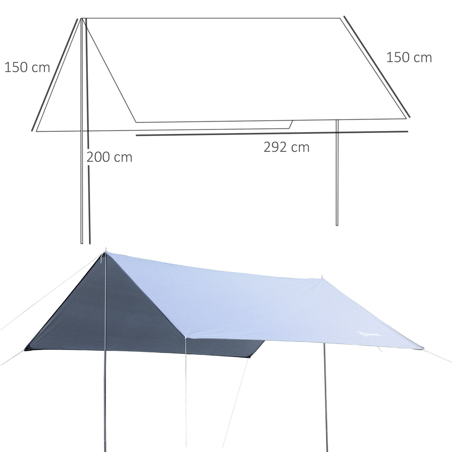 Outsunny Toldo de Refugio Portátil 300x292 cm Impermeable Carpa Ligero Tienda de Campaña Grande para Camping Playa Picnic Senderismo Protección UV Blanco