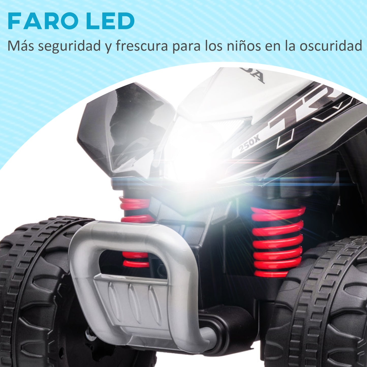 AIYAPLAY Quad Eléctrico para Niños de 18-36 Meses Vehículo Eléctrico a Batería 6V Infantil con Faros LED Bocina Velocidad de 2,8 km/h y Avance 65,5x38,5x43,5 cm Negro