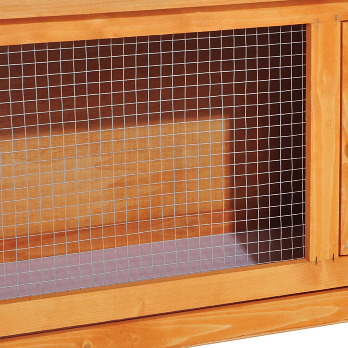 PawHut Casa para Conejos Exterior Conejera Grande de Patas Elevadas con Bandeja Extraíble Fácil de Limpiar Estable Buena Ventilación 90x45x65cm Color Madera