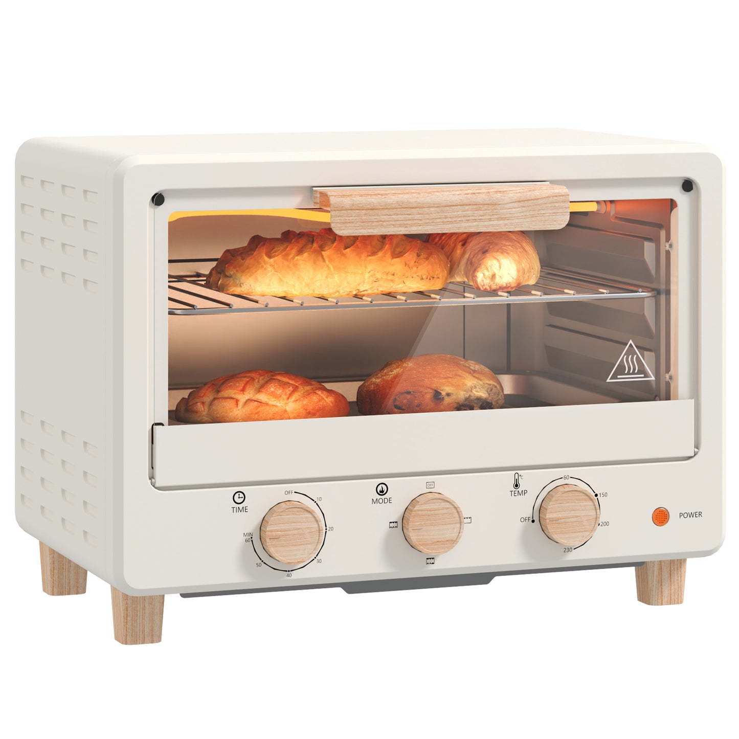 HOMCOM Horno Eléctrico de Sobremesa Horno Sobremesa de 16L 1400W Horno Eléctrico con Puerta de Vidrio Temporizador y Temperatura Ajustables hasta 230℃ Crema