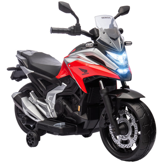 AIYAPLAY Moto Eléctrica para Niños de +3 Años con Licencia Honda Motocicleta de Batería 12V con USB MP3 Luz LED Moto para Niños con Velocidad 3 km/h Carga 30 kg Rojo