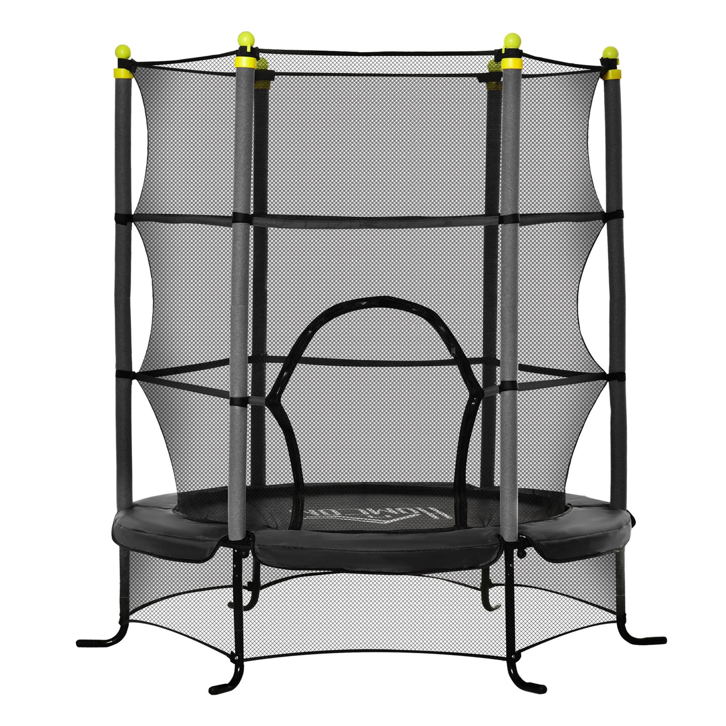 HOMCOM Cama Elástica Infantil Ø163x163 cm Trampolín para Niños de +3 Años con Red de Seguridad y Marco de Acero Carga 50 kg para Interior y Exterior Negro