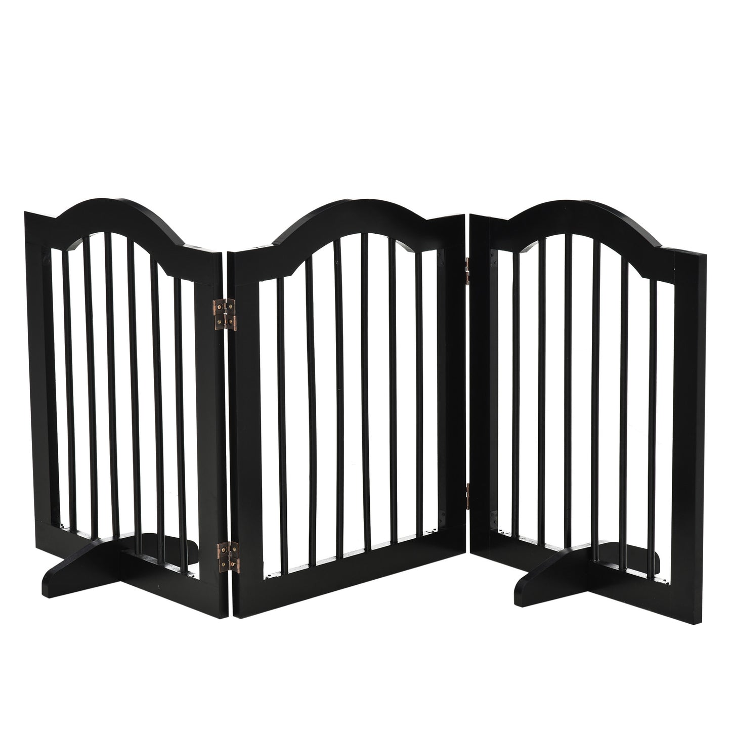 PawHut Barrera de Seguridad para Perros Pequeños Plegable Barrera para Perros en Casa de 3 Paneles con Patas Anchos para Escaleras Pasillos 154,5x29,5x61 cm Negro