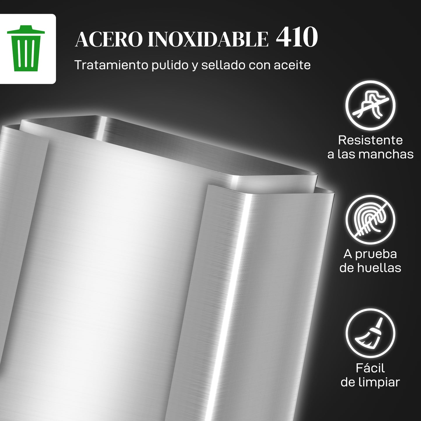 HOMCOM Cubo de Basura de Cocina con 2 Compartimentos 2x30L Papelera de Cocina de Acero Inoxidable con Pedal Tapa de Cierre Suave y Cubo Extraíble para Dormitorio Oficina Salón Plata