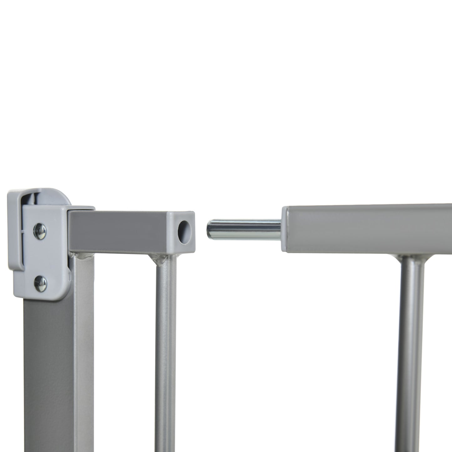 PawHut Barrera de Seguridad de Perros Extensible para Escaleras y Puertas 74-105 cm con 2 Extensiones de Acero 10/15 cm Puerta Acrílica y Cierre Automático Altura 76,2 cm Gris