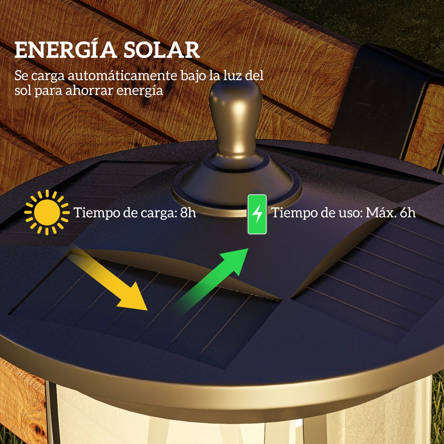 Outsunny Farola Solar Luz Solar de Exterior con Panel Solar Encendido y Apagado Automático IP44 para Terraza Patio 17x17x127 cm Negro